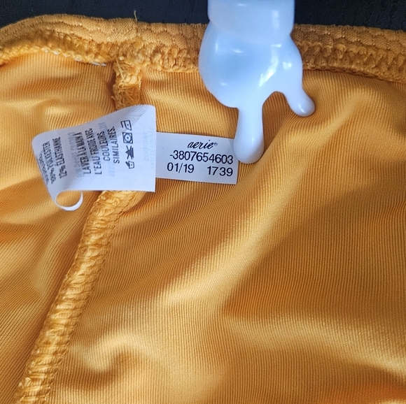 Aerie Gold Textured High Waisted Cheeky Bikini Bottoms Size L - Picture 7 of 7